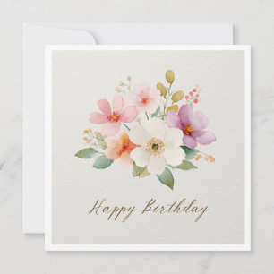Invitation Joyeux Anniversaire Fleur Sauvage Colorée