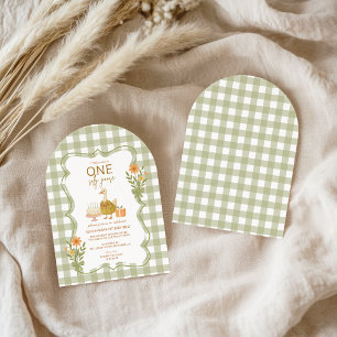 Invitation Joyeux Anniversaire Green Gingham Silly Goose 1èr