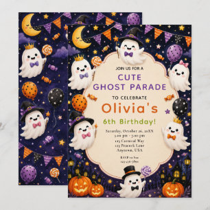 Invitation Joyeux Anniversaire Halloween Fantôme Mignon