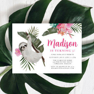 Invitation Joyeux Anniversaire Jungle Fleur d'Hibiscus et Par
