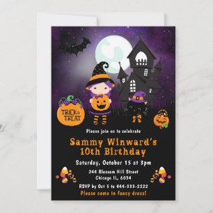 Invitation Joyeux Anniversaire Maison Hantée d'Halloween Mign