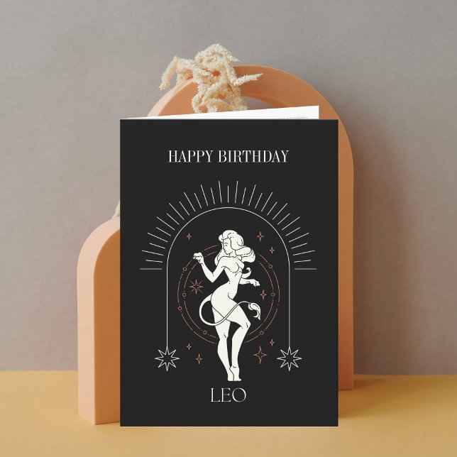 Invitation Joyeux Anniversaire Mystic Leo Zodiac Horoscope Ca (Happy Birthday Mystic Leo Zodiac Horoscope Card)