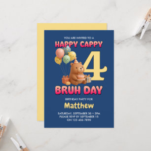 Invitation JOYEUX ANNIVERSAIRE Ourson Mignon 4ème Anniversair