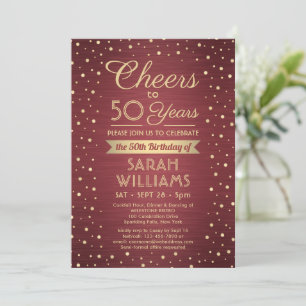 Invitation Joyeux Anniversaire Paillettes Bordeaux Or Confett