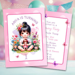 Invitation Joyeux anniversaire personnalisé Jolie fille asi