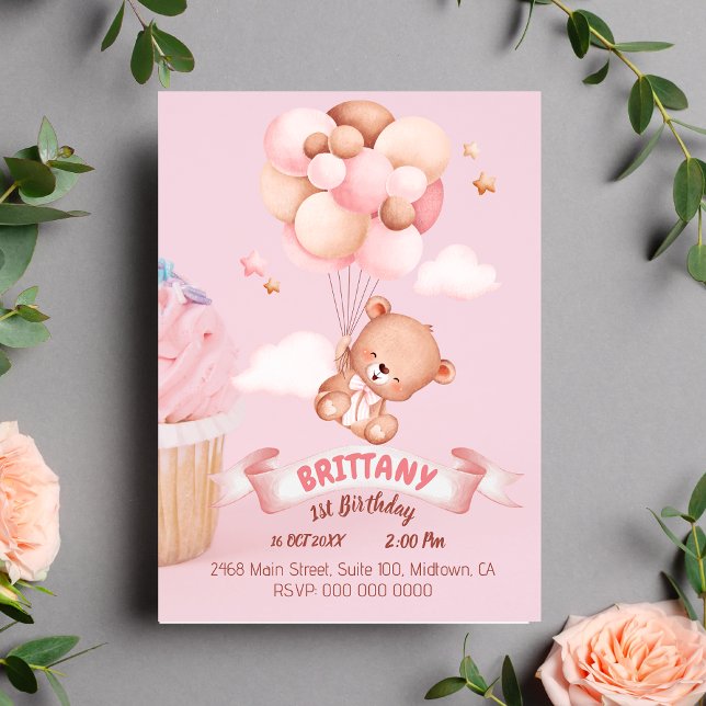 Invitation "Joyeux Anniversaire, Petit !" Teddy, anniversaire (Créateur téléchargé)