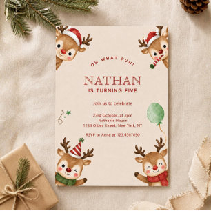 Invitation Joyeux Anniversaire Renne de Noël Hiver Wonderland