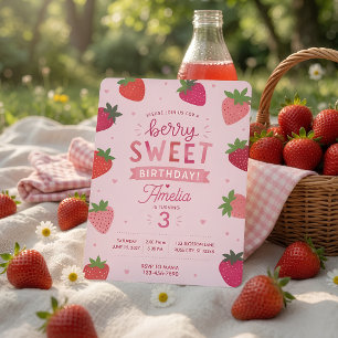 Invitation Joyeux Anniversaire Rose Fraise Sucrée