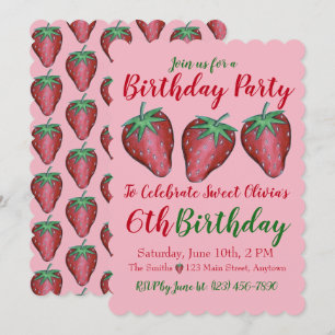 Invitation Joyeux Anniversaire Rose Red Sweet Fraise Berries