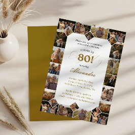 Invitation Joyeux Anniversaire Salue À 80 Ans Photo Collage