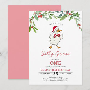 Invitation Joyeux anniversaire Silly Goose Berries rose de No