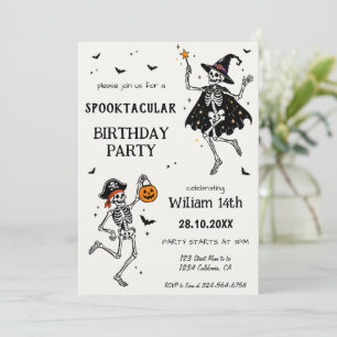 Invitation Joyeux Anniversaire Squelette Effrayant Mignon Hal