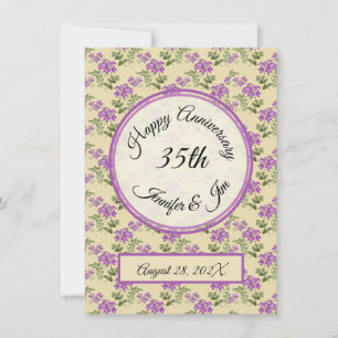 Invitation Joyeux Anniversaire violet violet sur jaune pâle