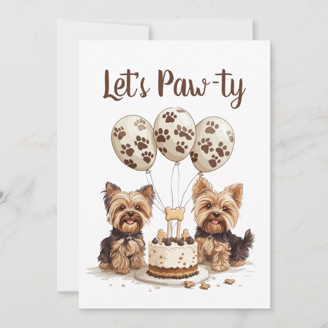 Invitation Joyeux anniversaire Yorkie Chien (Devant)