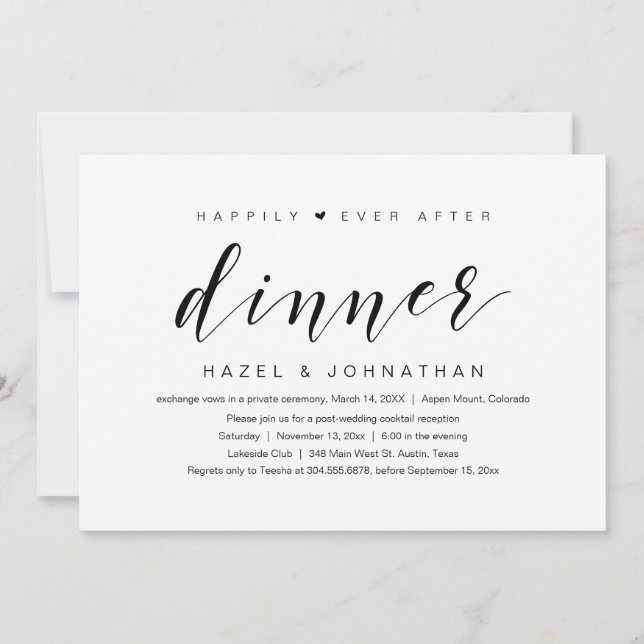 Invitation Joyeux Après, Dîner Mariage Elopement (Devant)