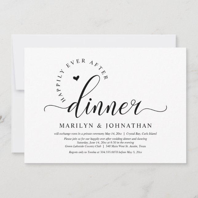 Invitation Joyeux Après La Fête, Dîner Mariage Elopement (Devant)