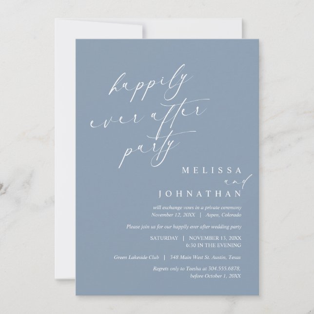 Invitation Joyeux Après La Fête, Dîner Mariage Elopement (Devant)