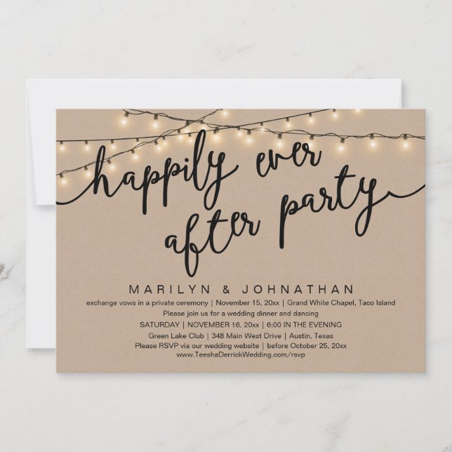 Invitation Joyeux Après La Fête, Dîner Rustique Mariage (Devant)