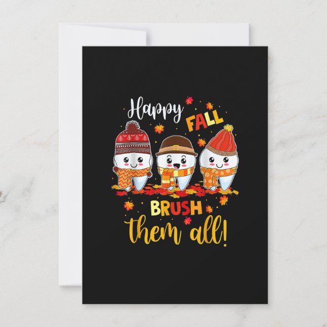 Invitation Joyeux Automne Brossez-Les Tous Équipe De Dentiste (Devant)