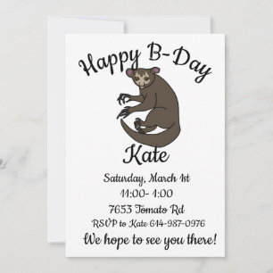 Invitation Joyeux B-day Aye aye Lemur