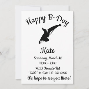 Invitation Joyeux B-day Orca Whale