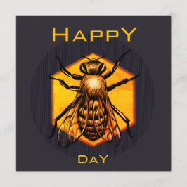 Invitation Joyeux B jour Miel abeilles orange jaune amusant a