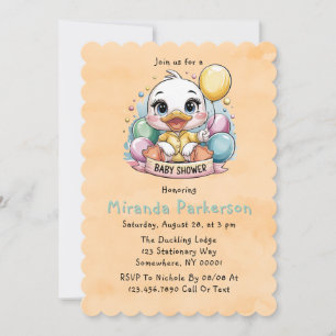 Invitation Joyeux Baby shower d'aquarelle jaune canard
