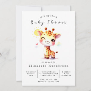 Invitation Joyeux Baby shower de Giraffe Editable