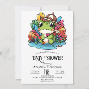 Invitation Joyeux Baby shower de grenouille