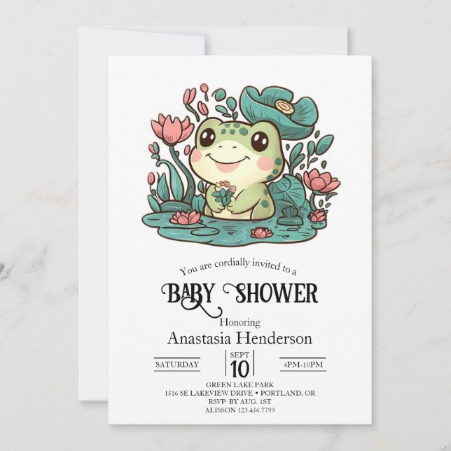 Invitation Joyeux Baby shower de grenouille magique (Devant)