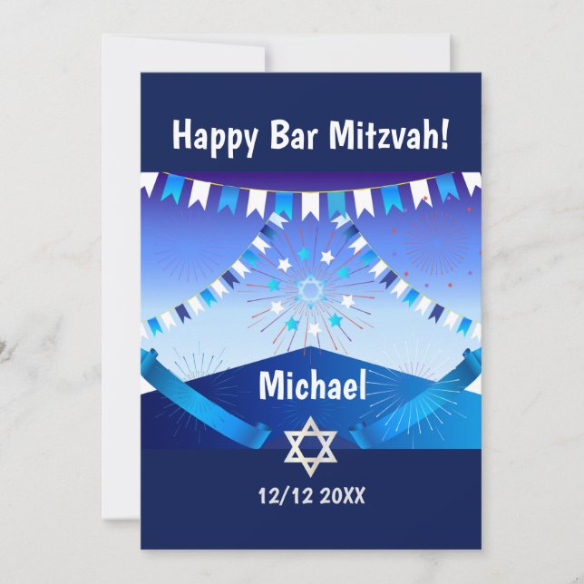 Invitation Joyeux Bar Mitzvah 20XX (Devant)