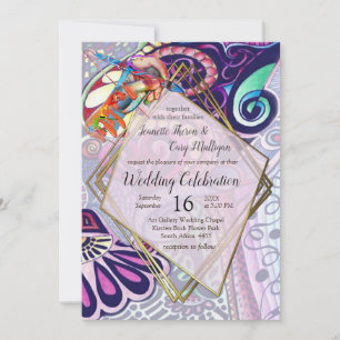 Invitation Joyeux Blue Artist Party Doodé Création