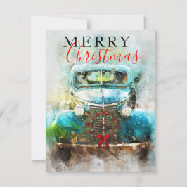 Invitation Joyeux Camion Vintage d'aquarelle de Noël