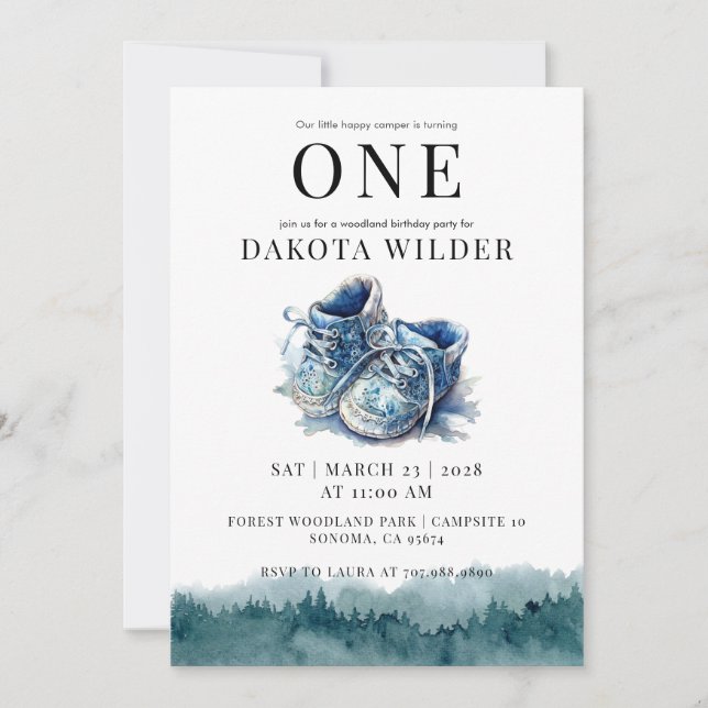 Invitation Joyeux Camper 1er anniversaire fête (Devant)