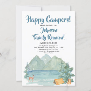Invitation Joyeux Camper Rustic Mountains Réunion de famille