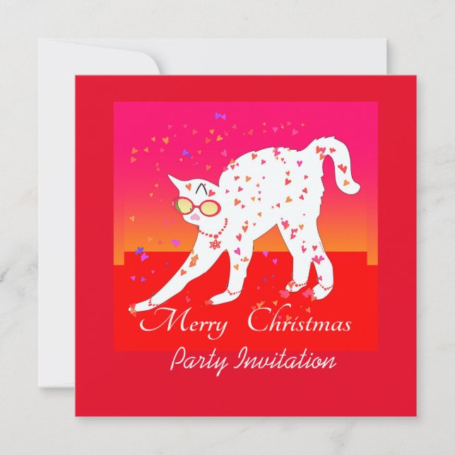 Invitation Joyeux chat de Noël (Devant)