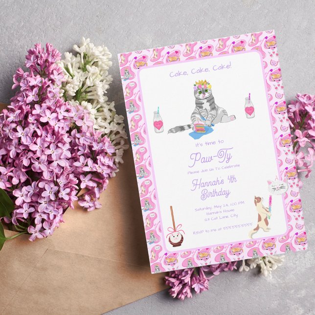 Invitation Joyeux Chats D'Anniversaire Ont Une Fête (Créateur téléchargé)