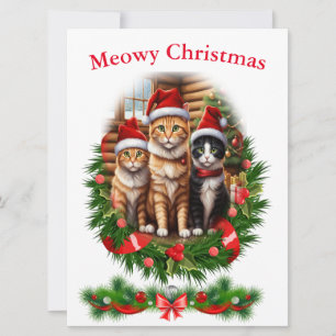 Invitation Joyeux chats de Noël Animaux