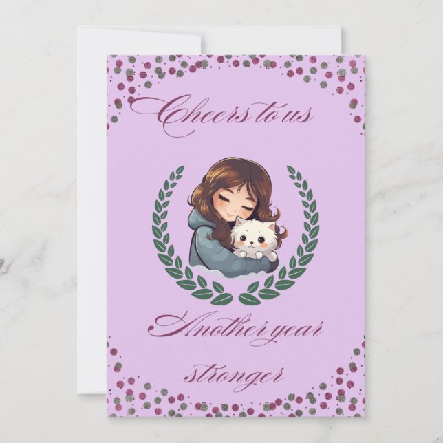 Invitation Joyeux chien d'anniversaire, chat, animaux de comp (Devant)