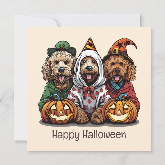 Invitation Joyeux chien d'Halloween Goldendoodle (Devant)
