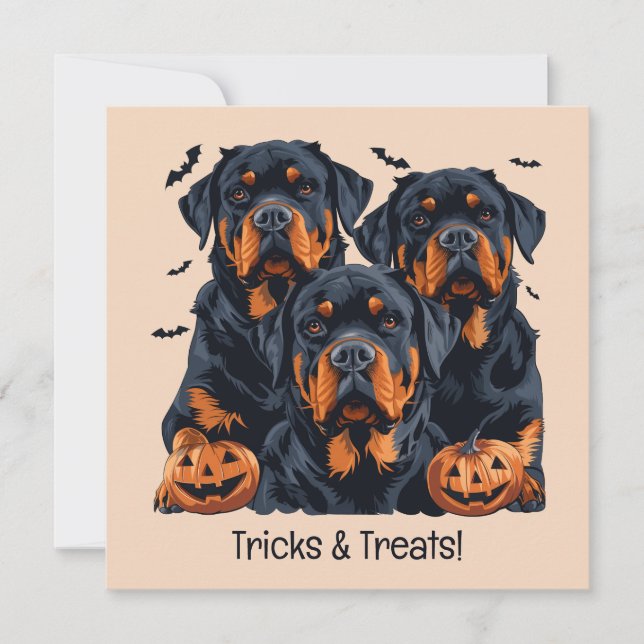 Invitation Joyeux chien Rottweiler Halloween Jack-o'-lantern (Devant)