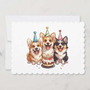 Invitation Joyeux Chiens de Corgi d'anniversaire