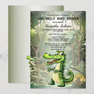 Invitation Joyeux Crocodile sauvage arbres de la jungle belle