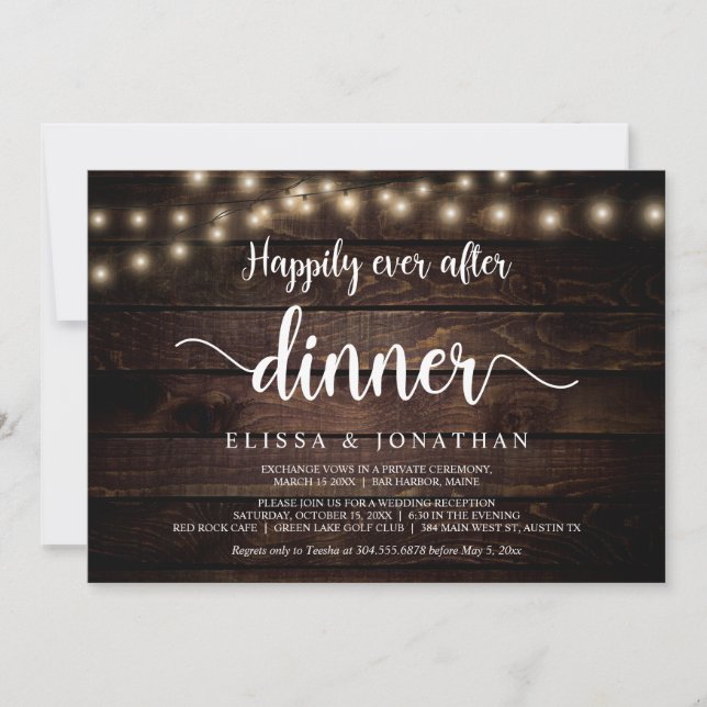 Invitation Joyeux dîner pour toujours, guirlande lumineuse, f (Devant)