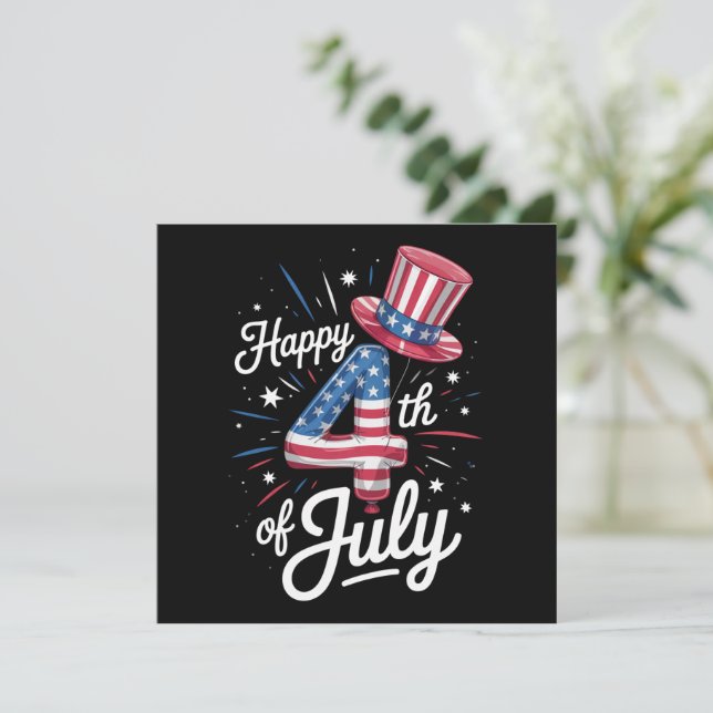 Invitation Joyeux drapeau américain 4 juillet patriotique USA (Debout devant)