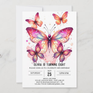 Invitation Joyeux enfant papillon fille anniversaire