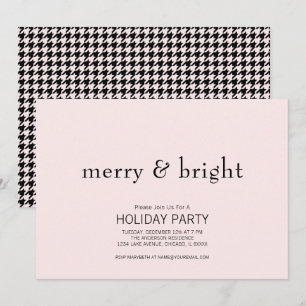 Invitation Joyeux et brillant Noël rose et noir