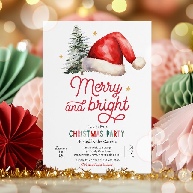 Invitation Joyeux et lumineux Noël Famille Fête de Fêtes (Créateur téléchargé)