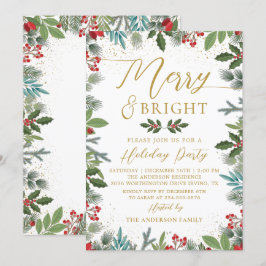 Invitation Joyeux et vert vif Holly Berries Holiday