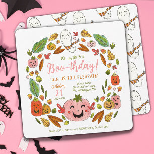Invitation Joyeux Fantômes rose Halloween anniversaire